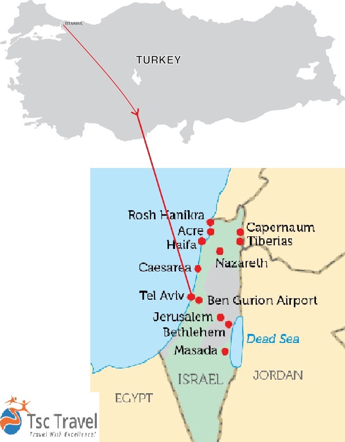Israel Turkey Clasical Tour Map 