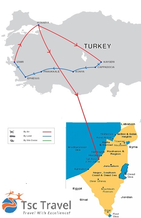 Turkey Israel Tour Map 